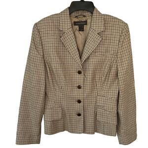 Banana Republic Houndstooth Schoolboy Blazer Wool Silk 10 Preppy Academia